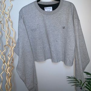 Custom Champion Gray Crew Neck Sweatshirt ⚡️